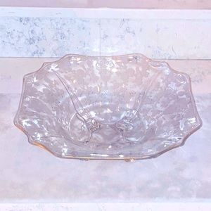Vintage Crystal Console Bowl Etched Rose Point Pattern Large Cambridge Glass Co.